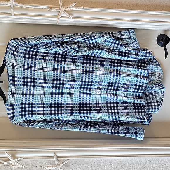 Lane Bryant Blue Plaid Buttoned Blouse - Picture 12 of 16